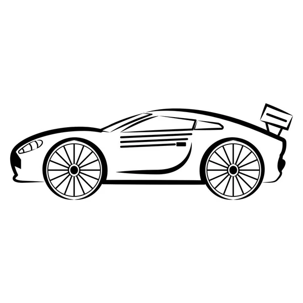 Yarış arabası çiziminin yan görünümü — Stok Vektör