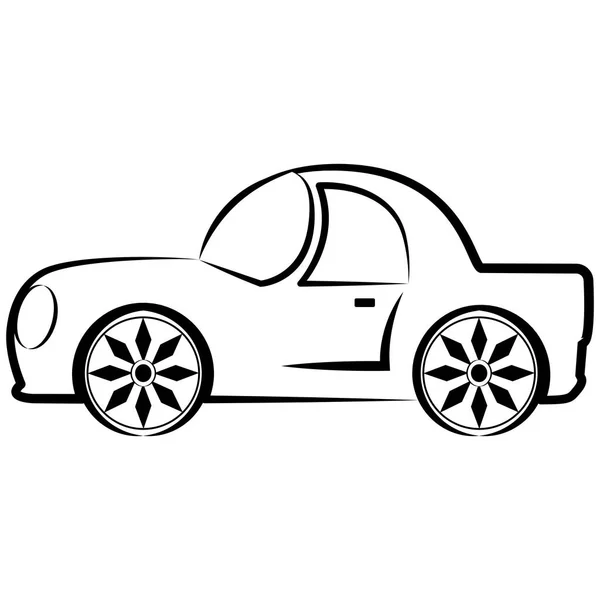 Vista lateral de un boceto de un coche de carreras — Vector de stock