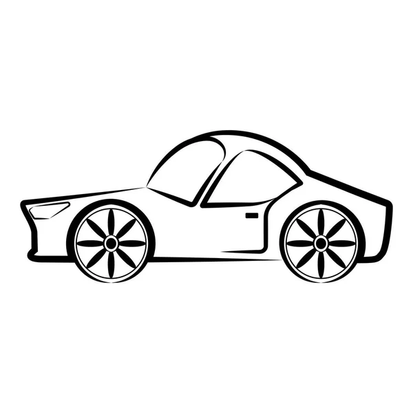 Vista lateral de un boceto de un coche de carreras — Vector de stock
