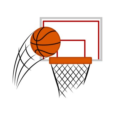 Basketbol potası ve top ile net