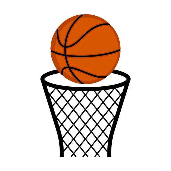 Red de baloncesto con pelota — Vector de stock