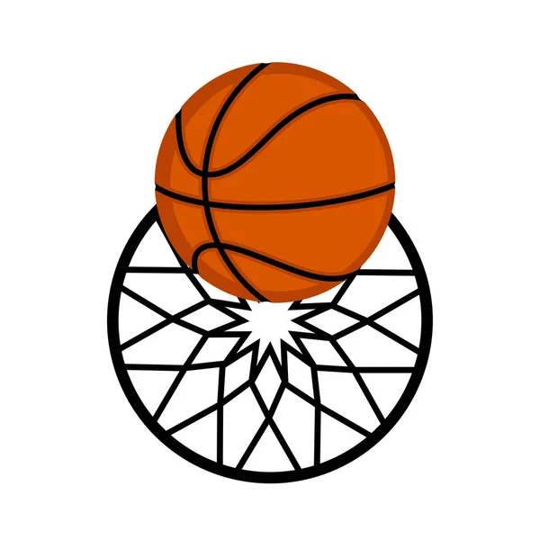 एक गेंद के साथ बास्केटबॉल नेट — स्टॉक वेक्टर