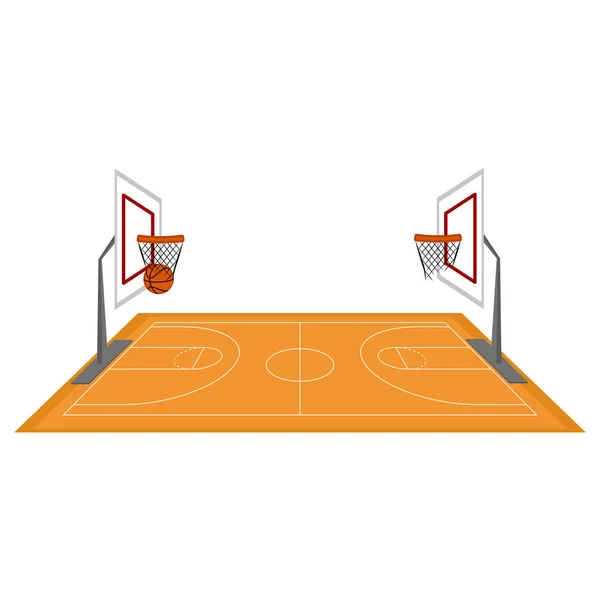 Seitenansicht eines Basketballplatzes — Stockvektor