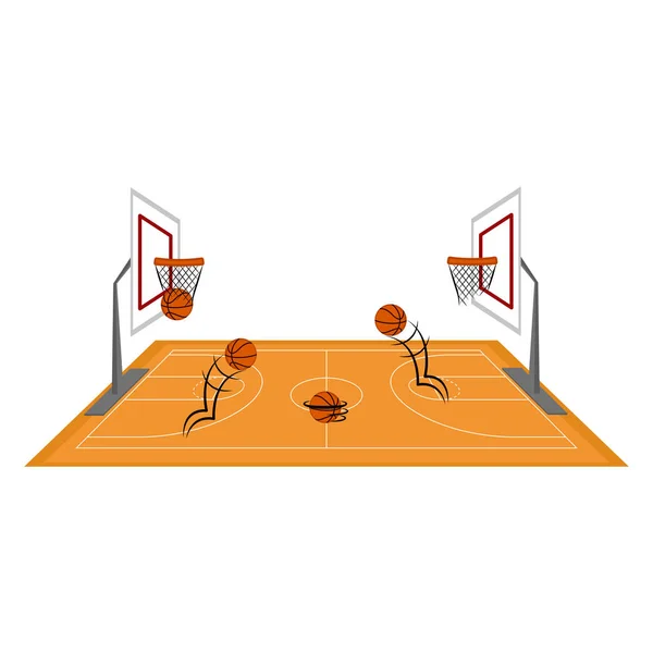 Vue latérale d'un terrain de basket — Image vectorielle