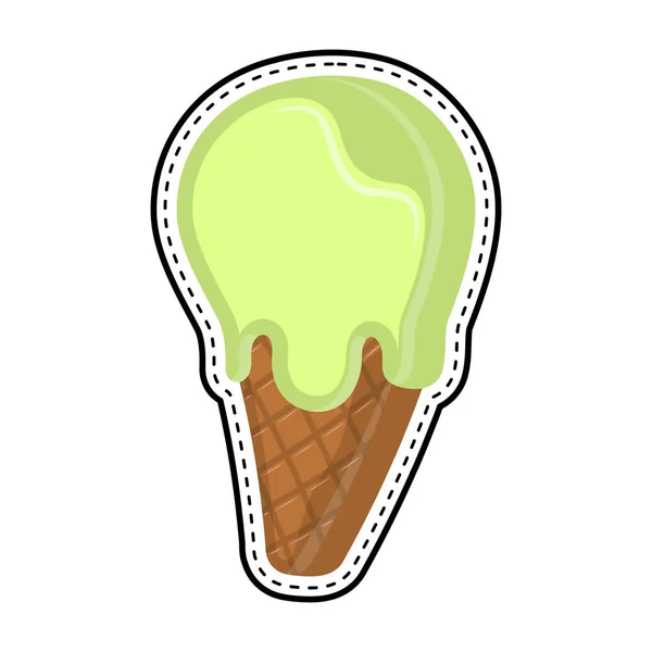 Ice cream cone dotted sitcker — Stock Vector