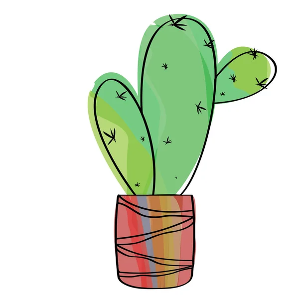 Cactus acuarela en una planta de maceta — Vector de stock