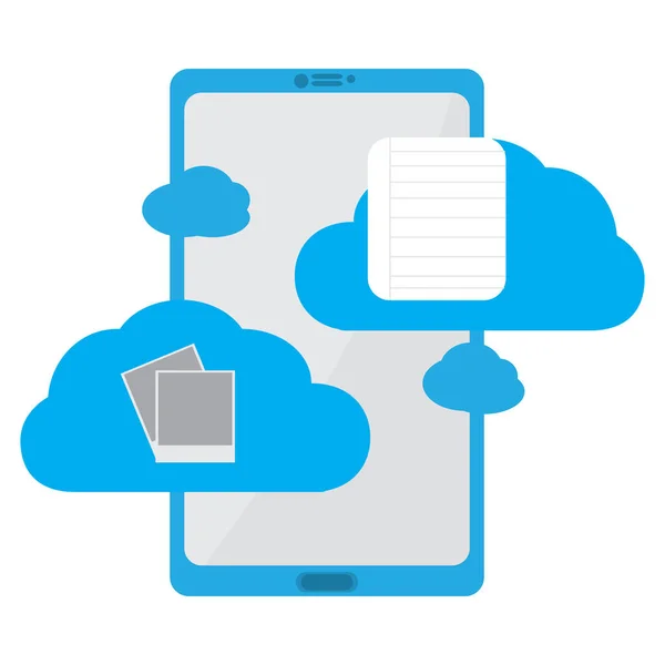 雲のアイコンを持つスマートフォン — ストックベクタ