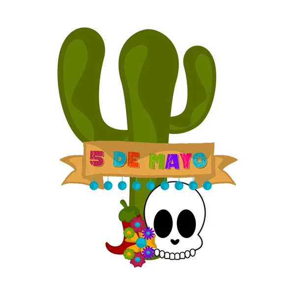 Banner Cinco de Mayo con un cactus — Vector de stock