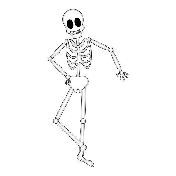 Elszigetelt boldog emberi csontváz karikatúra kép — Stock Vector