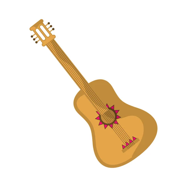 Isolated colorful and decorated mexican guitar — Stock Vector