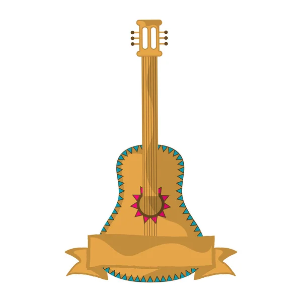 Mexican guitar with a empty banner — Stock Vector