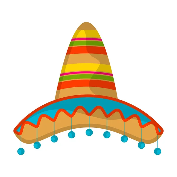 Chapeau mexicain isolé de couleur traditionnelle — Image vectorielle