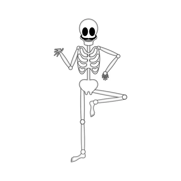 Isolado feliz esqueleto desenho animado imagem — Vetor de Stock