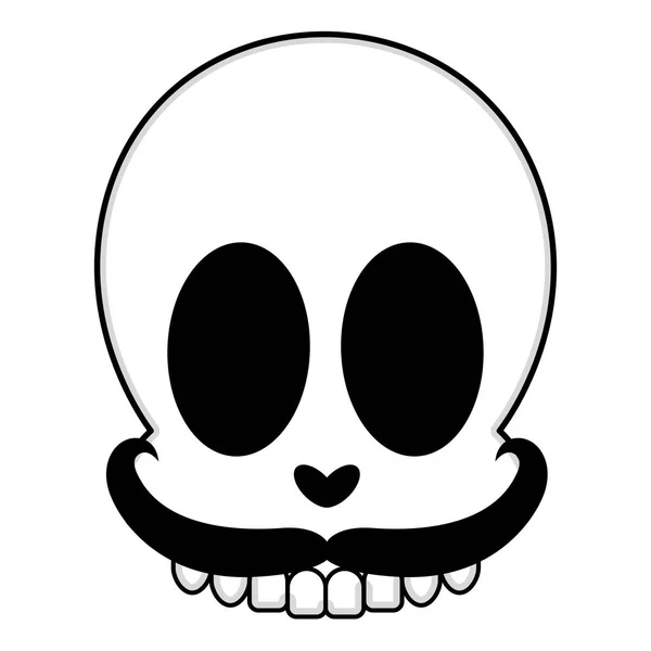 Isolated happy human skull with a moustache — Stock Vector