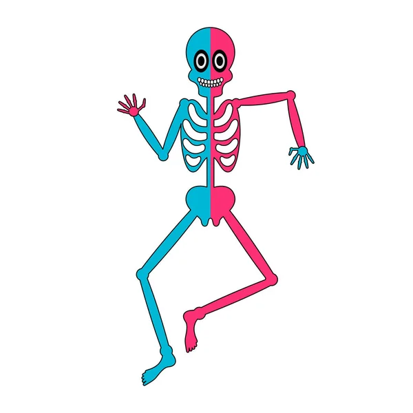 Isolé squelette humain dessin animé dansant image — Image vectorielle