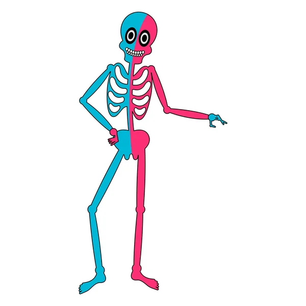孤立した幸せな人間の骨格漫画の画像 — ストックベクタ