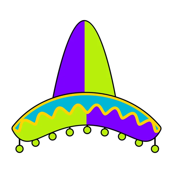 Sombrero mexicano de color tradicional aislado — Archivo Imágenes Vectoriales