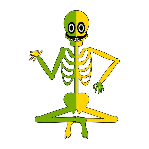 孤立した人間の骨格漫画座っている画像 — ストックベクタ