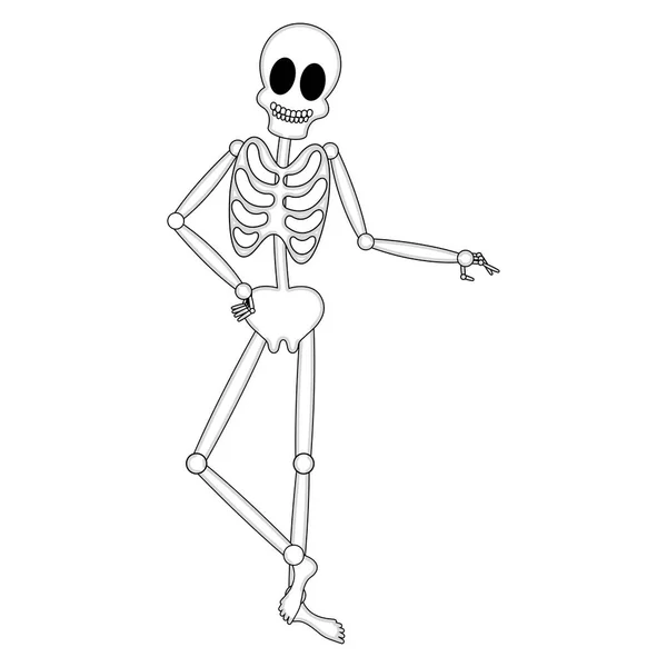 Isolated happy human skeleton cartoon image — Stock Vector