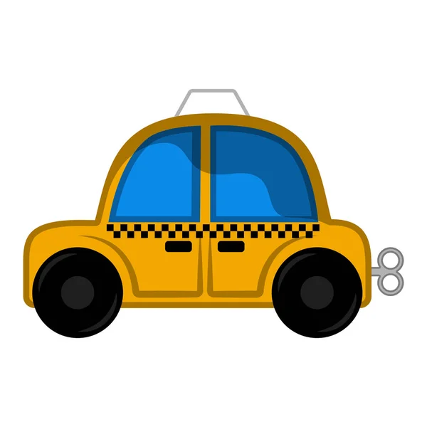 Isolated taxi toy for kids with crank — Stock Vector