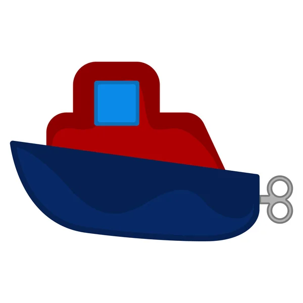 Isolerad färgad båt leksak med vev — Stock vektor