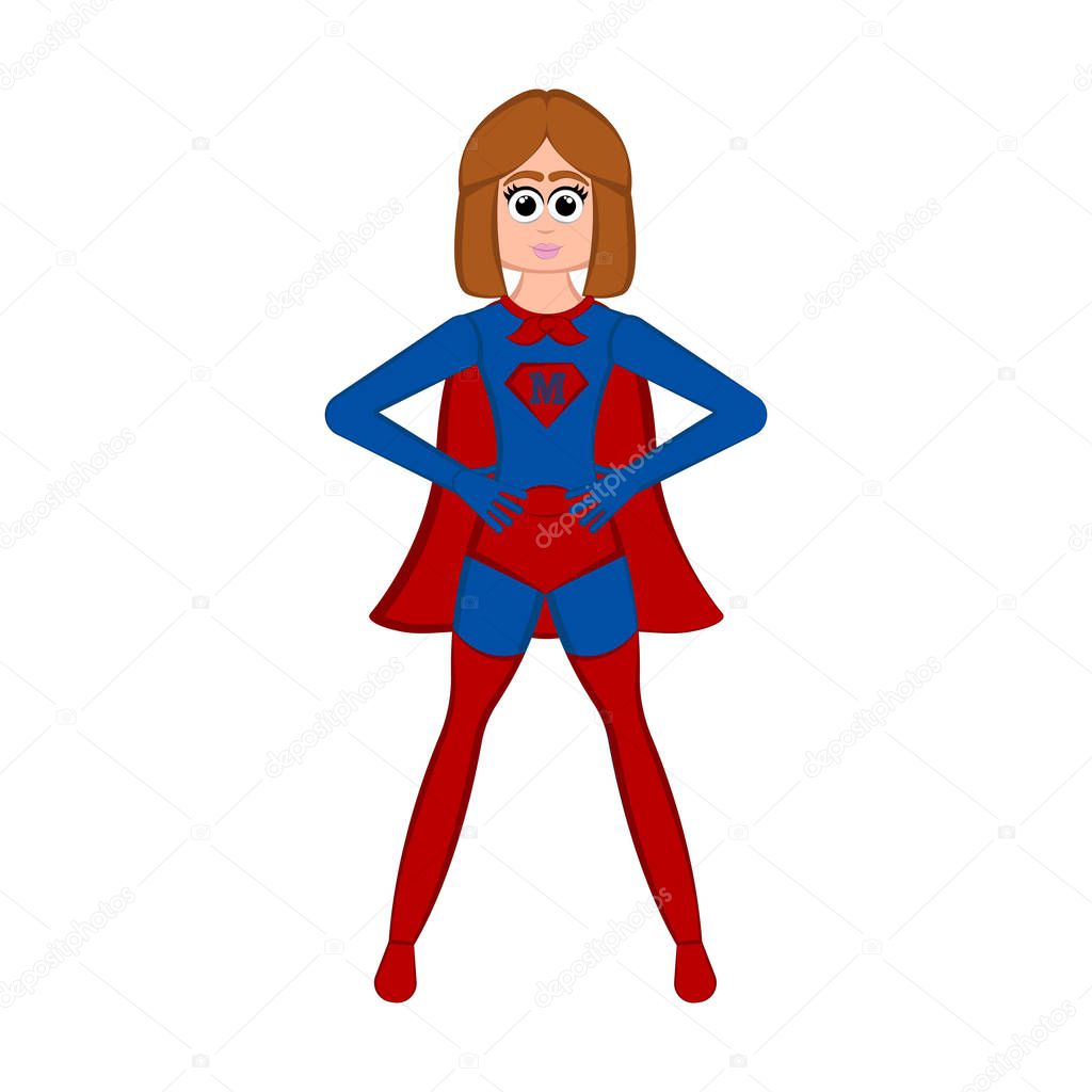 Isolated super mom character with a costume