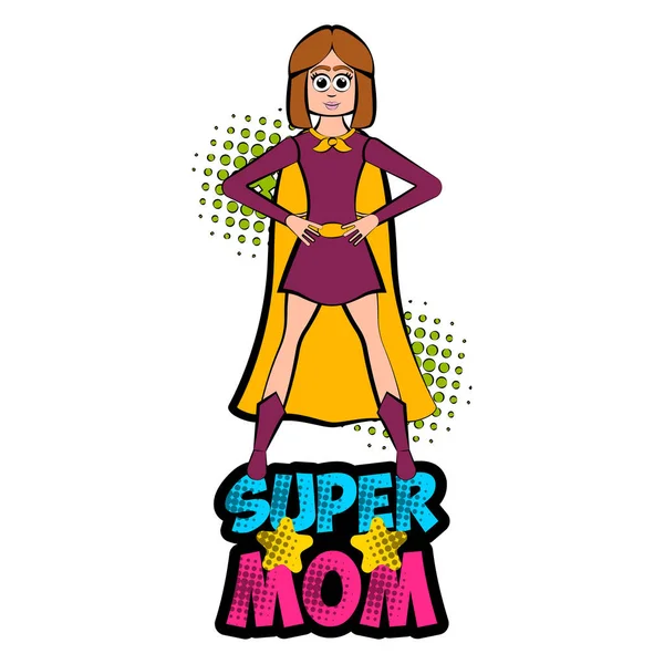 Aislado super mamá personaje con un traje — Vector de stock