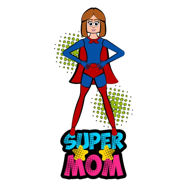 Aislado super mamá personaje con un traje — Vector de stock