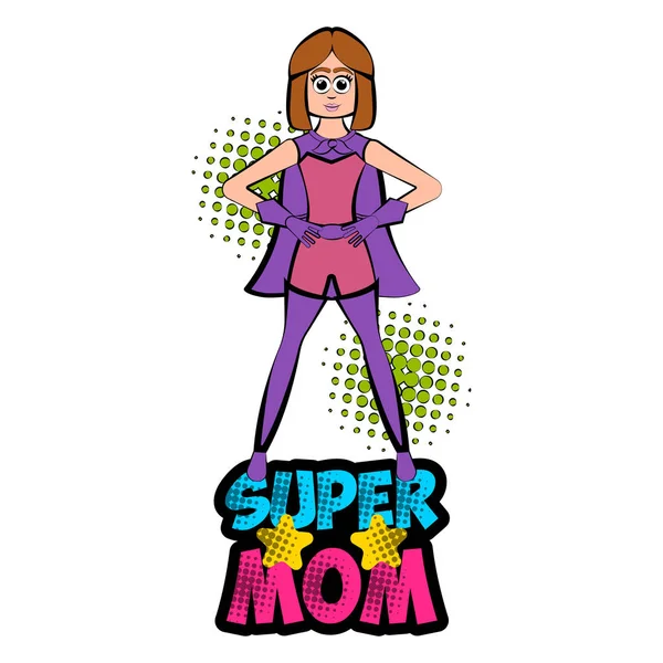 Aislado super mamá personaje con un traje — Vector de stock