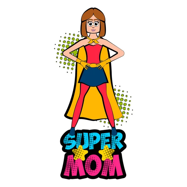 Aislado super mamá personaje con un traje — Vector de stock