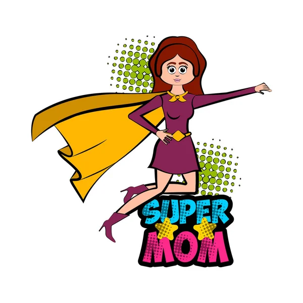 Aislado super mamá personaje con un traje — Vector de stock