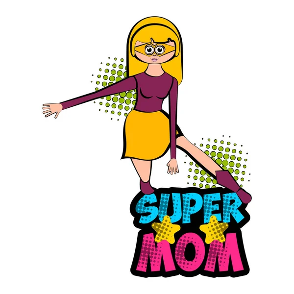 Aislado super mamá personaje con un traje — Vector de stock