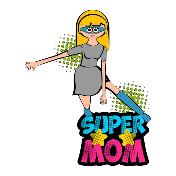 Aislado super mamá personaje con un traje — Vector de stock