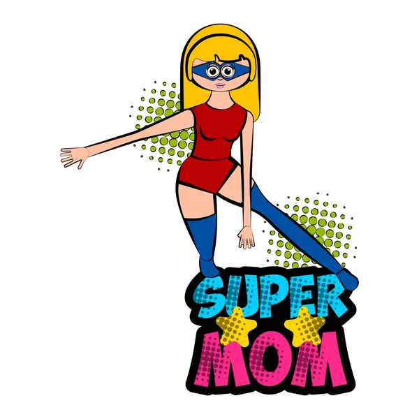 Aislado super mamá personaje con un traje — Vector de stock