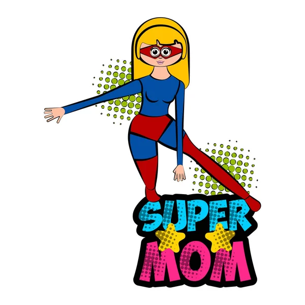 Aislado super mamá personaje con un traje — Vector de stock