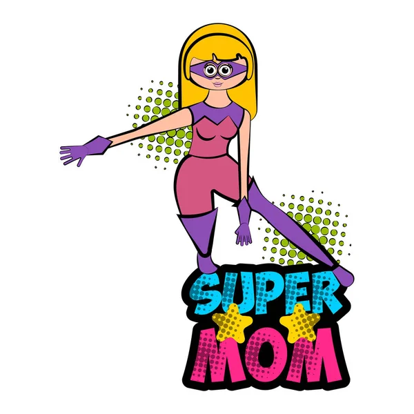 Aislado super mamá personaje con un traje — Vector de stock