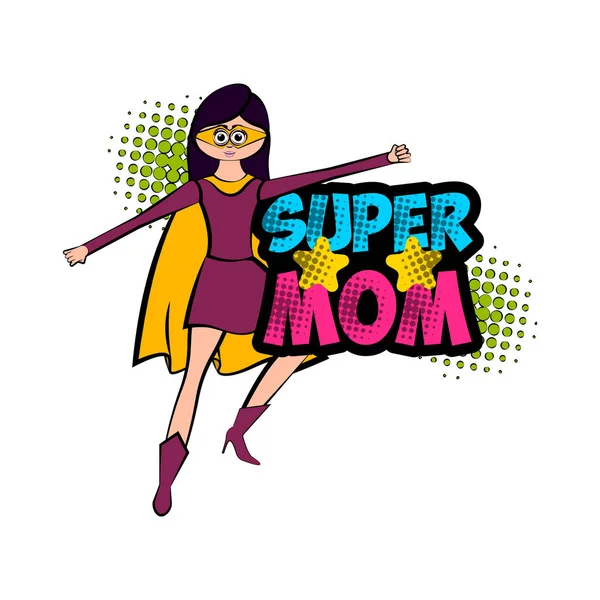 Aislado super mamá personaje con un traje — Vector de stock