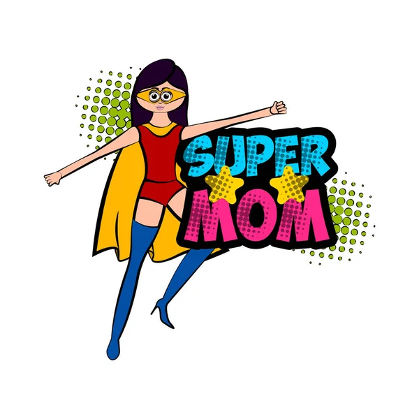 Isoliert Super Mom Charakter mit einem Kostüm — Stockvektor