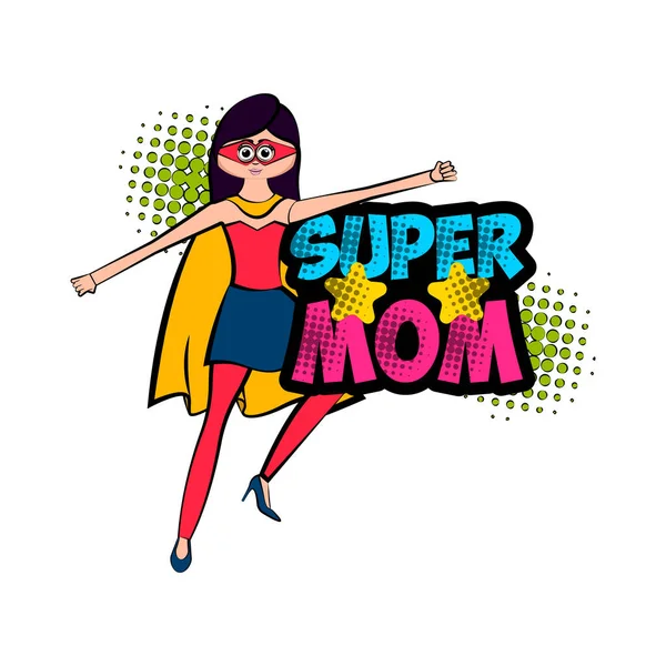 Aislado super mamá personaje con un traje — Vector de stock