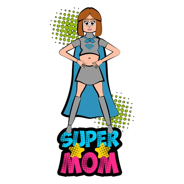 Kobieta w ciąży jako Super Dziewczyna z kostiumu — Wektor stockowy