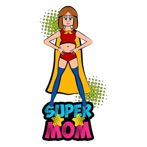 Pregnant woman as super girl with a costume — Stock Vector