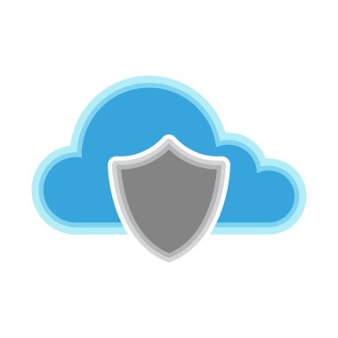 Kalkan simgesine sahip bulut bilgi işlem simgesi