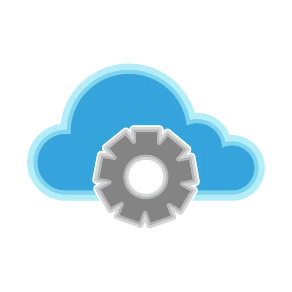 Icône Cloud Computing avec un symbole d'engrenage — Image vectorielle