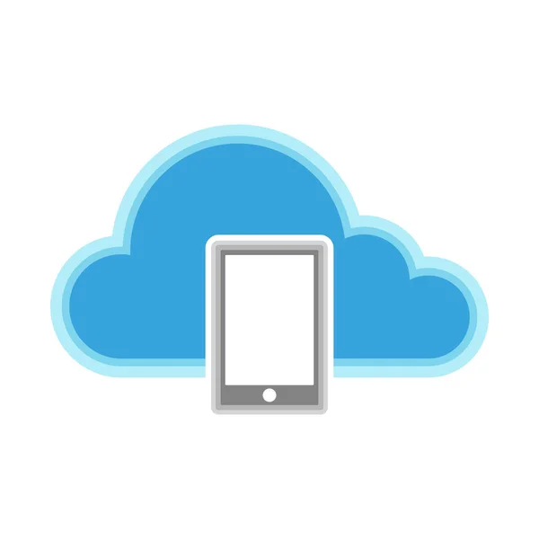 Cloud computing icon with a smartphone symbol — Stock Vector