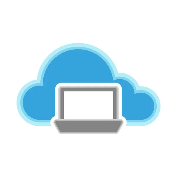 Icône Cloud Computing avec un symbole d'ordinateur portable — Image vectorielle