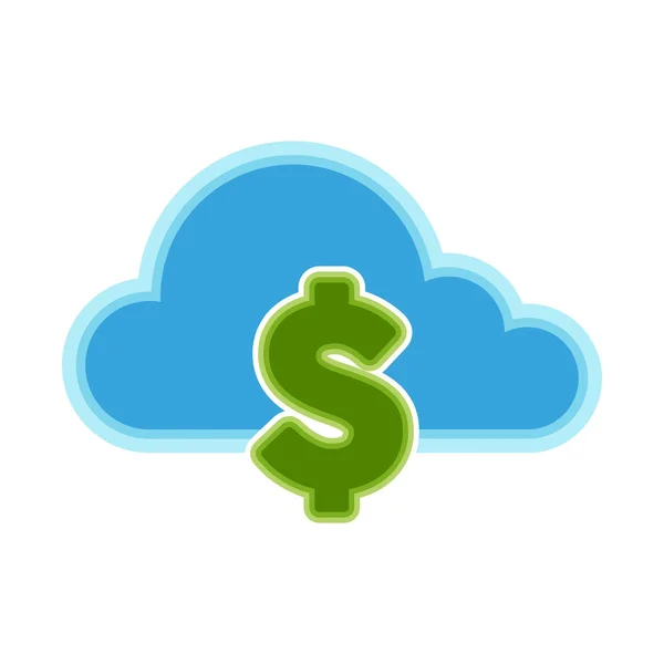 Icono de computación en nube con un símbolo de dinero — Archivo Imágenes Vectoriales
