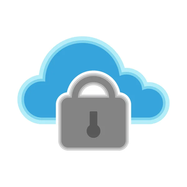 Icône Cloud Computing avec un symbole lockpad — Image vectorielle