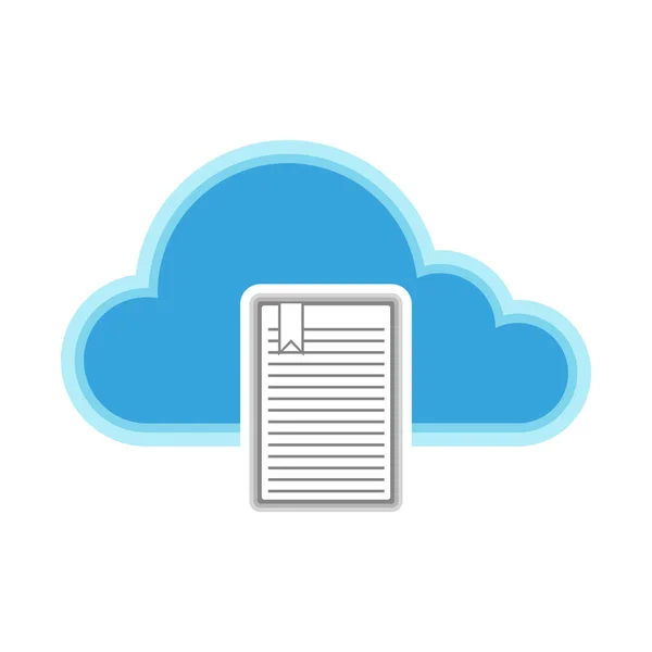 Icono de computación en nube con un símbolo de documento — Archivo Imágenes Vectoriales
