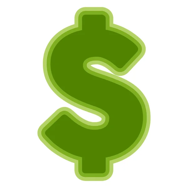Samostatný symbol zelené peníze na bílém pozadí — Stockový vektor