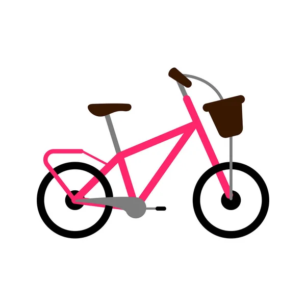 Isoliert farbiges Fahrrad mit einem Korb — Stockvektor